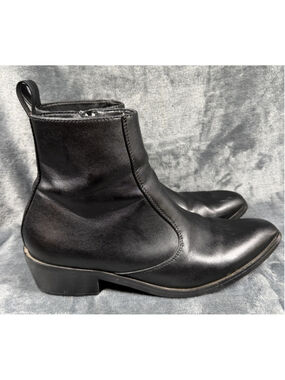 Straight to Hell Richards Men's 10 black Leather Side Zip Ankle Boot Heel